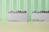 Business cards mockup on a corrugated plastic background top view.