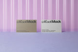 Business cards mockup on a corrugated plastic background top view.