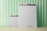 Poster/letterhead and square card mockup on a corrugated plastic background top view.