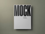 Poster/letterhead mockup on a grey paper stock background top view.