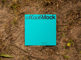 Square card mockup on an eco/ground background top view.