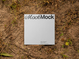 Square card mockup on an eco/ground background top view.